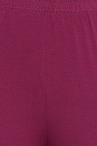 Purple Solid Cotton Blend Tights in Ankle Length