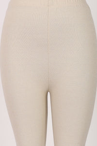 Light Beige Jacquard Ankle Length Leggings