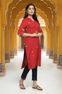 Black Solid Lace Trim Tapered Cotton Pant