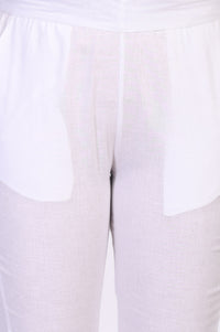 White Lace Trim Slim-Fit Cotton Pant