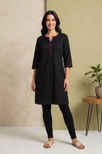 Black Solid Ankle Length Leggings