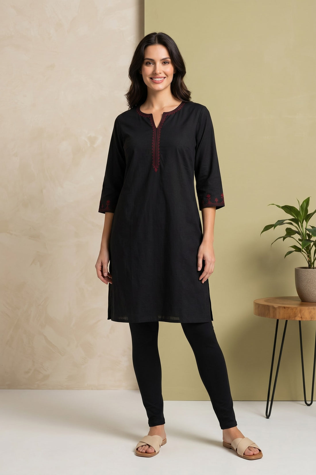 Black Solid Ankle Length Leggings test