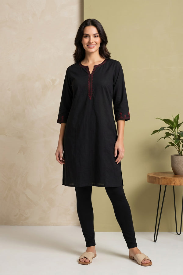 Black Solid Ankle Length Leggings test