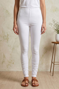 White Pure Cotton Skinny Fit Ankle Length Leggings