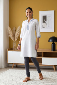 Grey Pure Cotton High Rise Ankle Length Leggings
