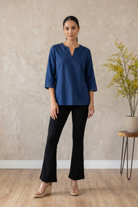Black Pure Cotton Slim Fit Bell-Bottom Leggings