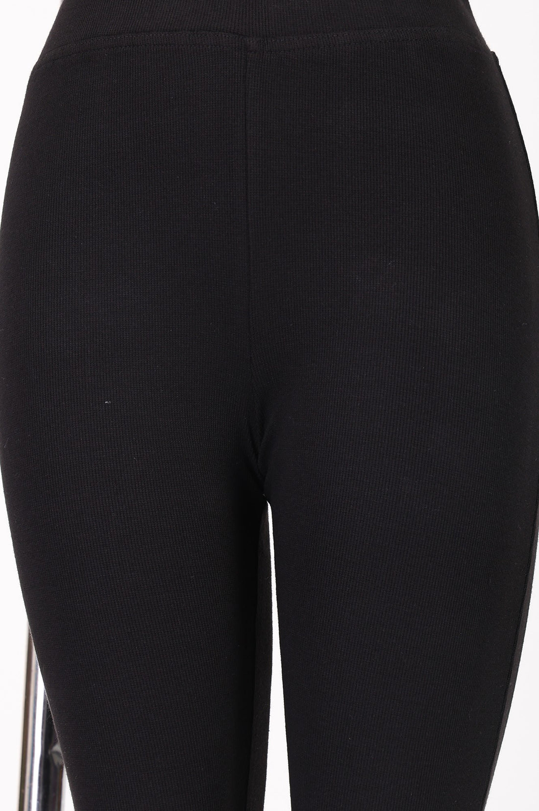 Black Pure Cotton Slim Fit Bell-Bottom Leggings