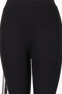 Black Pure Cotton Slim Fit Bell-Bottom Leggings