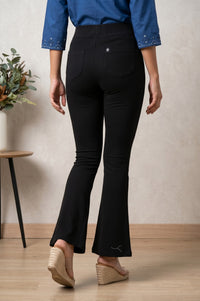 Black Pure Cotton Slim Fit Bell-Bottom Leggings