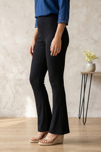 Black Pure Cotton Slim Fit Bell-Bottom Leggings