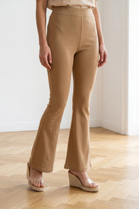 Beige High Rise Slim Fit Bell-Bottom Leggings