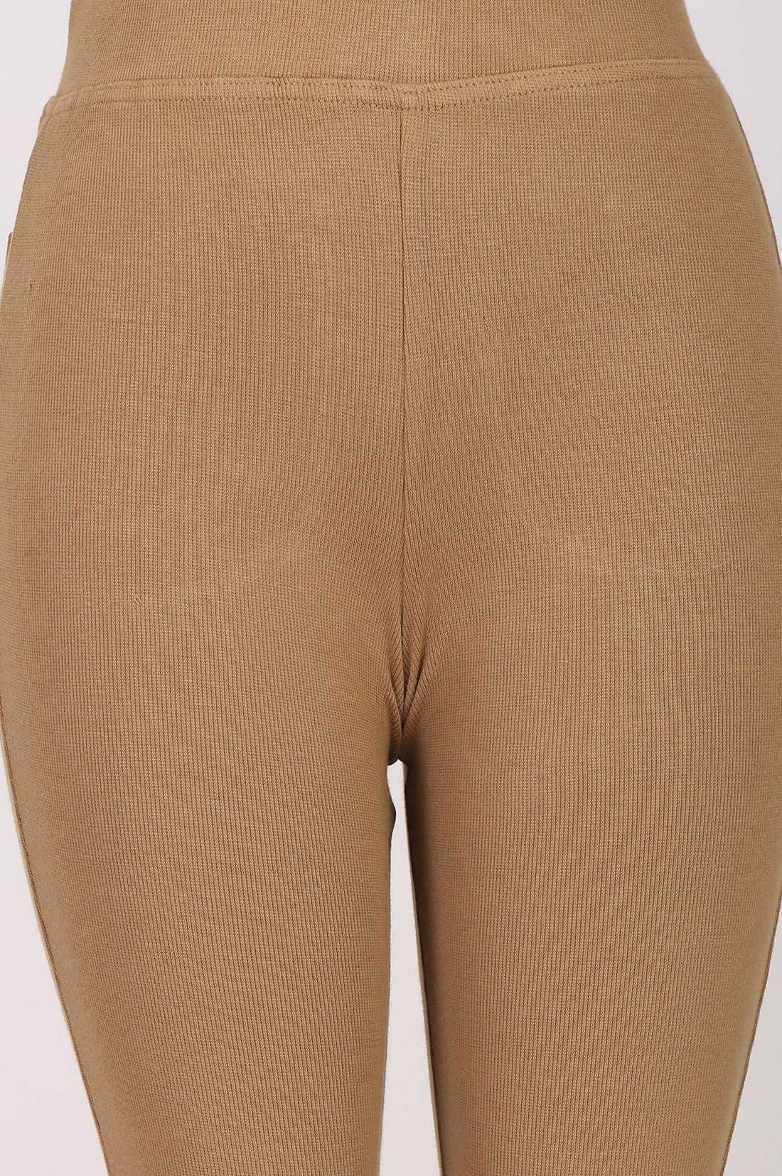 Beige High Rise Slim Fit Bell-Bottom Leggings