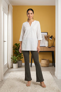 Olive Pure Cotton Slim Fit Bell-Bottom Leggings