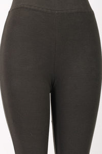 Olive Pure Cotton Slim Fit Bell-Bottom Leggings