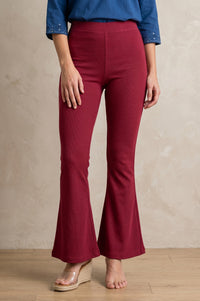 Maroon Pure Cotton Slim Fit Bell-Bottom Leggings
