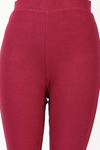 Maroon Pure Cotton Slim Fit Bell-Bottom Leggings