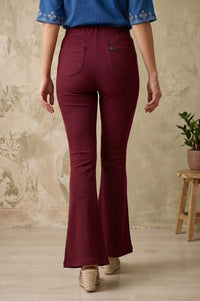 Maroon Pure Cotton Slim Fit Bell-Bottom Leggings