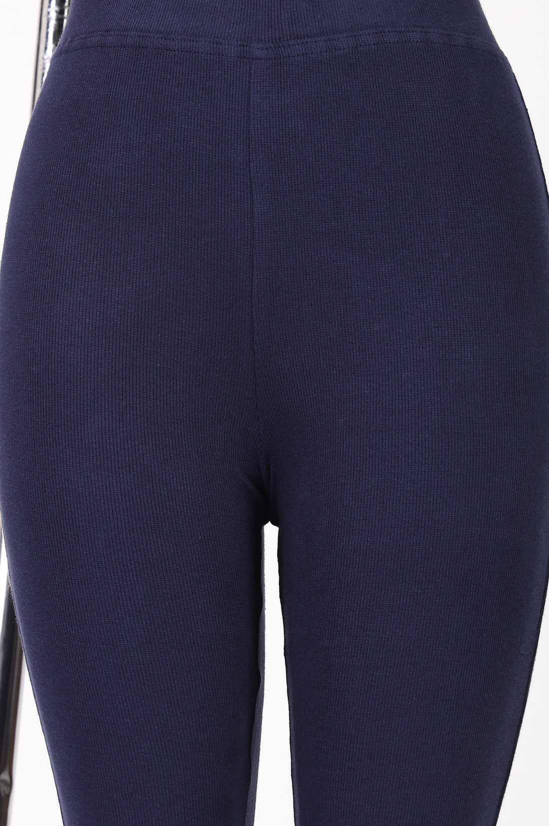 Navy Blue Pure Cotton Slim Fit Bell-Bottom Leggings