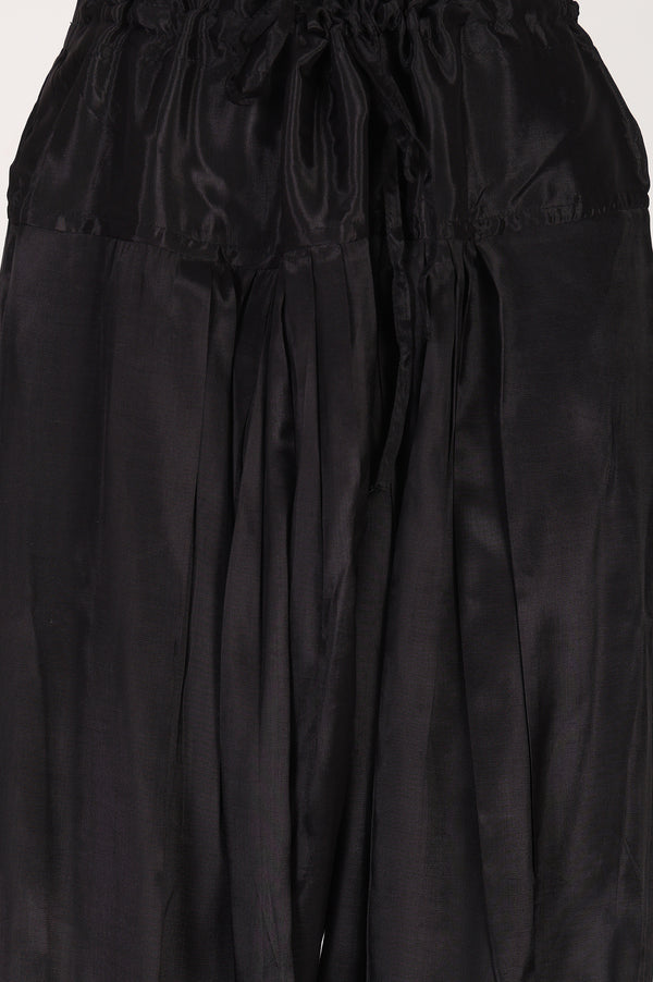 Black Relaxed Fit Patiala Salwar With Lace