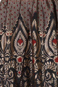 Black Jacquard Zari Flared Skirt