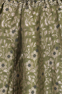 Olive Yarn Dyed Jacquard Flared Long Skirt
