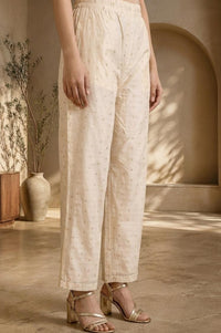 Off White Chanderi Ankle Length Palazzo
