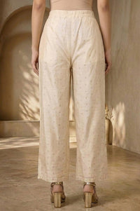 Off White Chanderi Ankle Length Palazzo