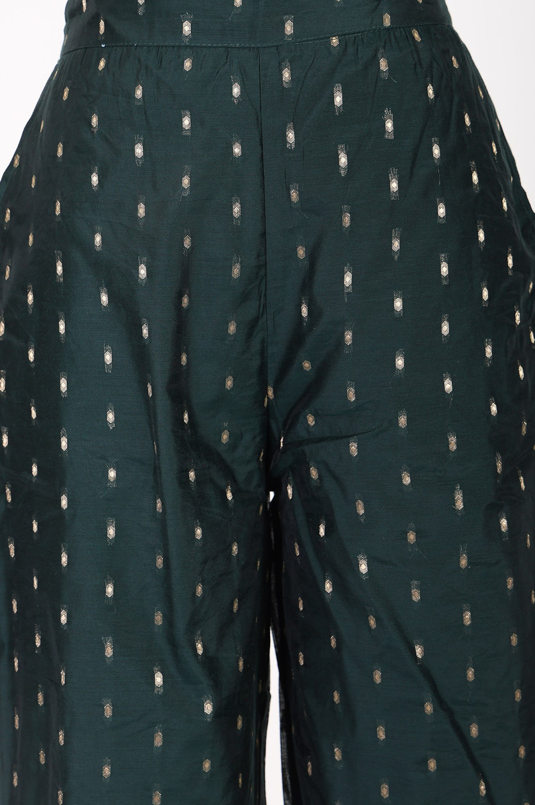 Green Ethnic Motifs Foil Printed Ankle Length Palazzo