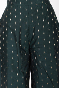 Green Ethnic Motifs Foil Printed Ankle Length Palazzo