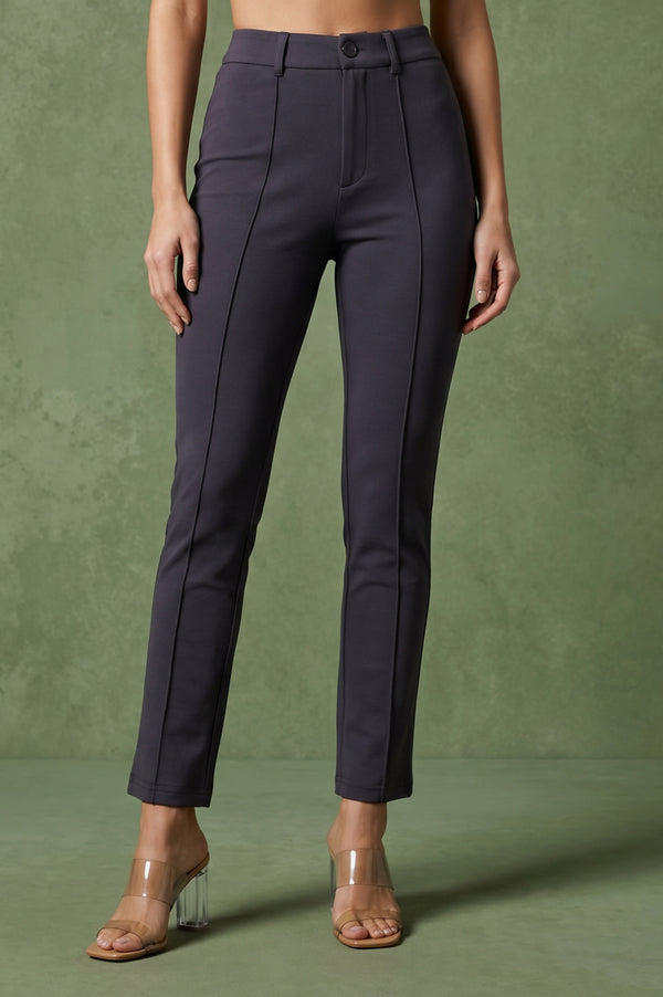 Charcoal Slim Fit Ankle Length Pants
