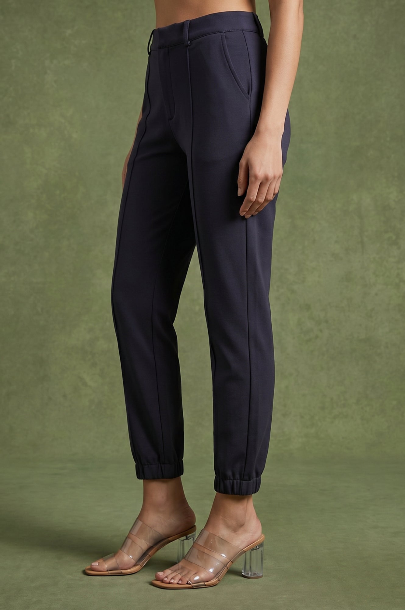 Buy Charcoal Slim Fit Ankle Length Pants Online for Woman | Shop