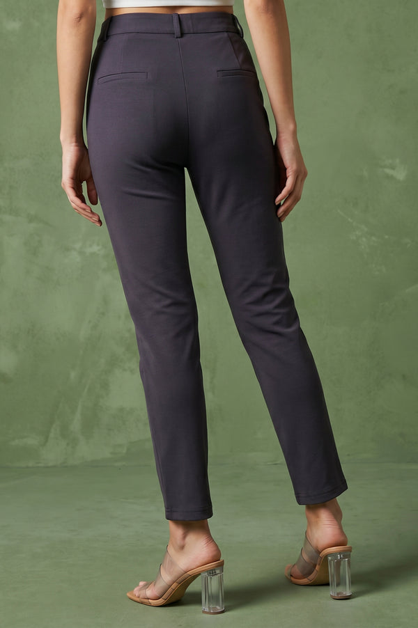 Charcoal Slim Fit Ankle Length Pants