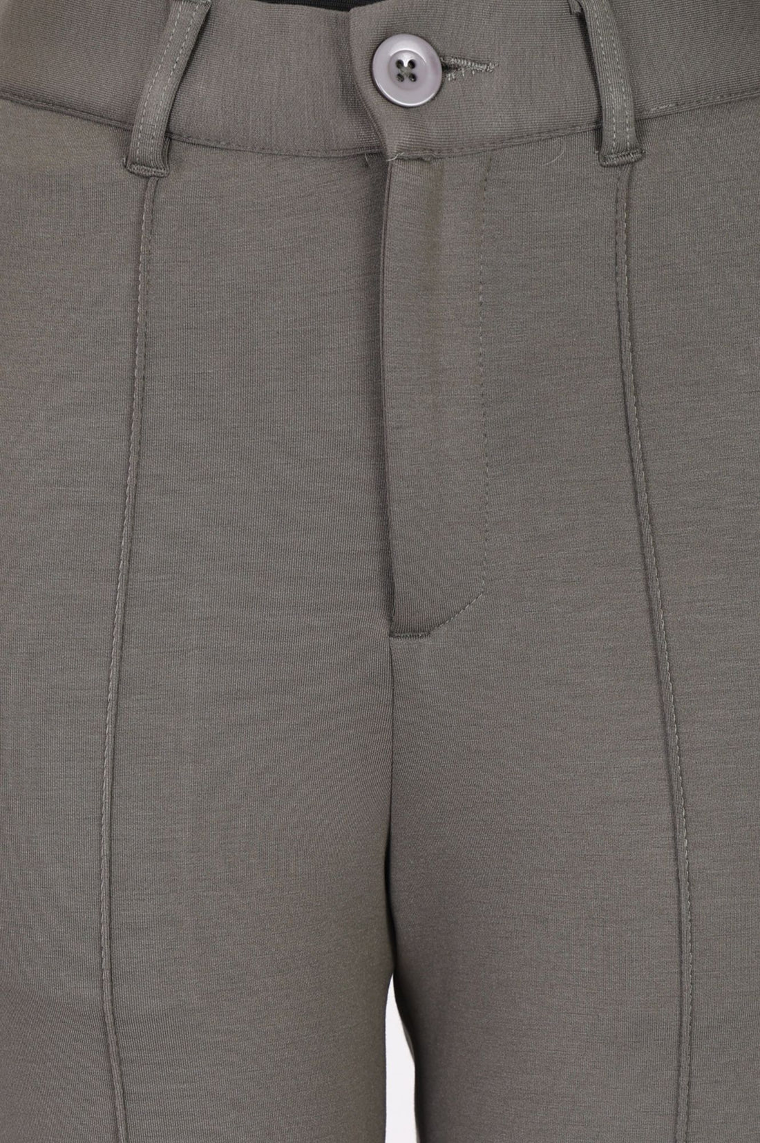 Grey Solid Buttons Slim Fit Ankle Length Mid Rise Work Pants