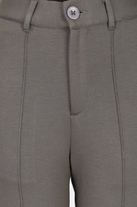 Grey Solid Buttons Slim Fit Ankle Length Mid Rise Work Pants