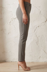 Grey Solid Buttons Slim Fit Ankle Length Mid Rise Work Pants