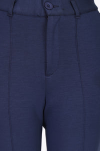 Navy Blue Slim Fit Ankle Length Pants