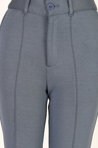 Grey Straight Fit Ankle Length Pants