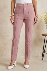 Mauve Slim Fit High Rise Ankle Length Pants