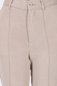 Beige Slim Fit Ankle Length Mid Rise Pants