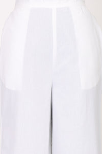 White Solid Schiffily Ankle Length Palazzo