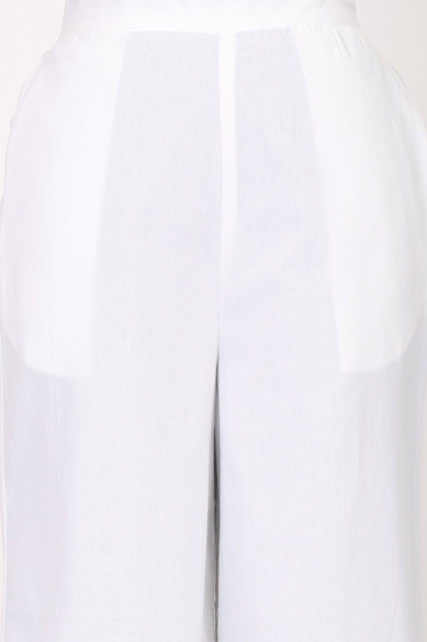 White Solid Schiffily Ankle Length Palazzo