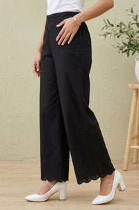 Black Solid Schiffily Ankle Length Palazzo