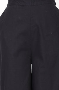 Black Solid Schiffily Ankle Length Palazzo