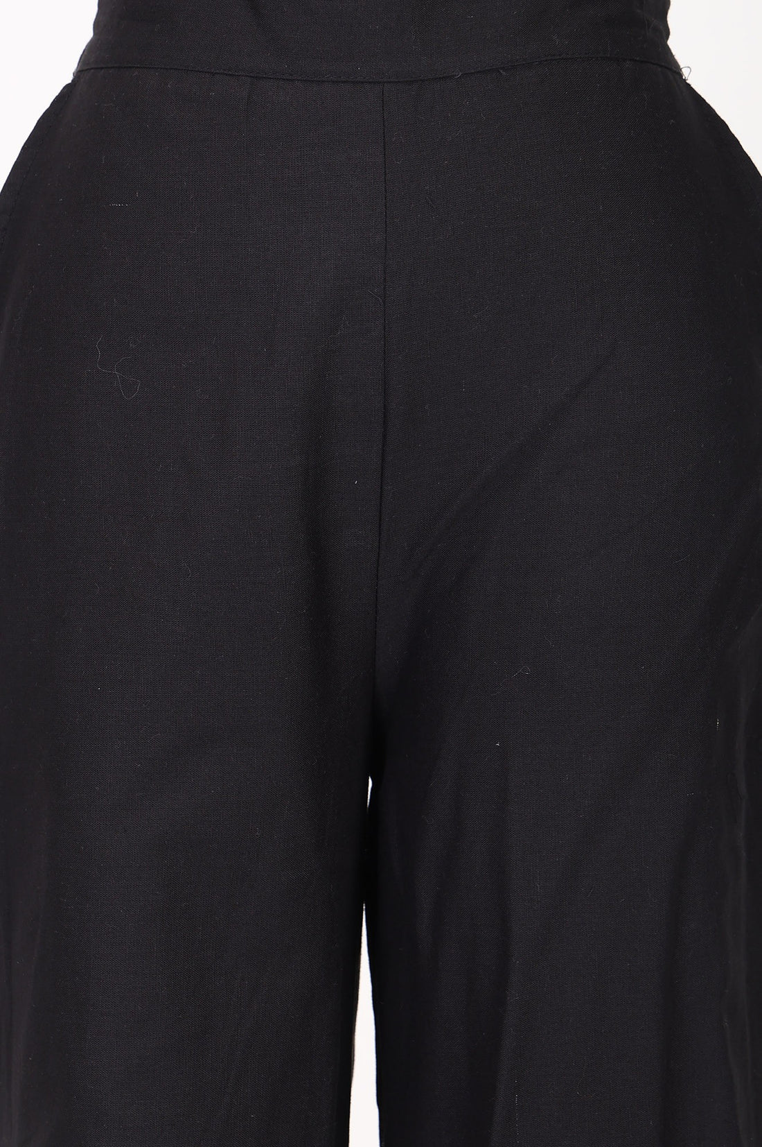 Black Pure Cotton Relaxed Fit Schiffli Palazzo