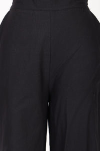 Black Pure Cotton Relaxed Fit Schiffli Palazzo