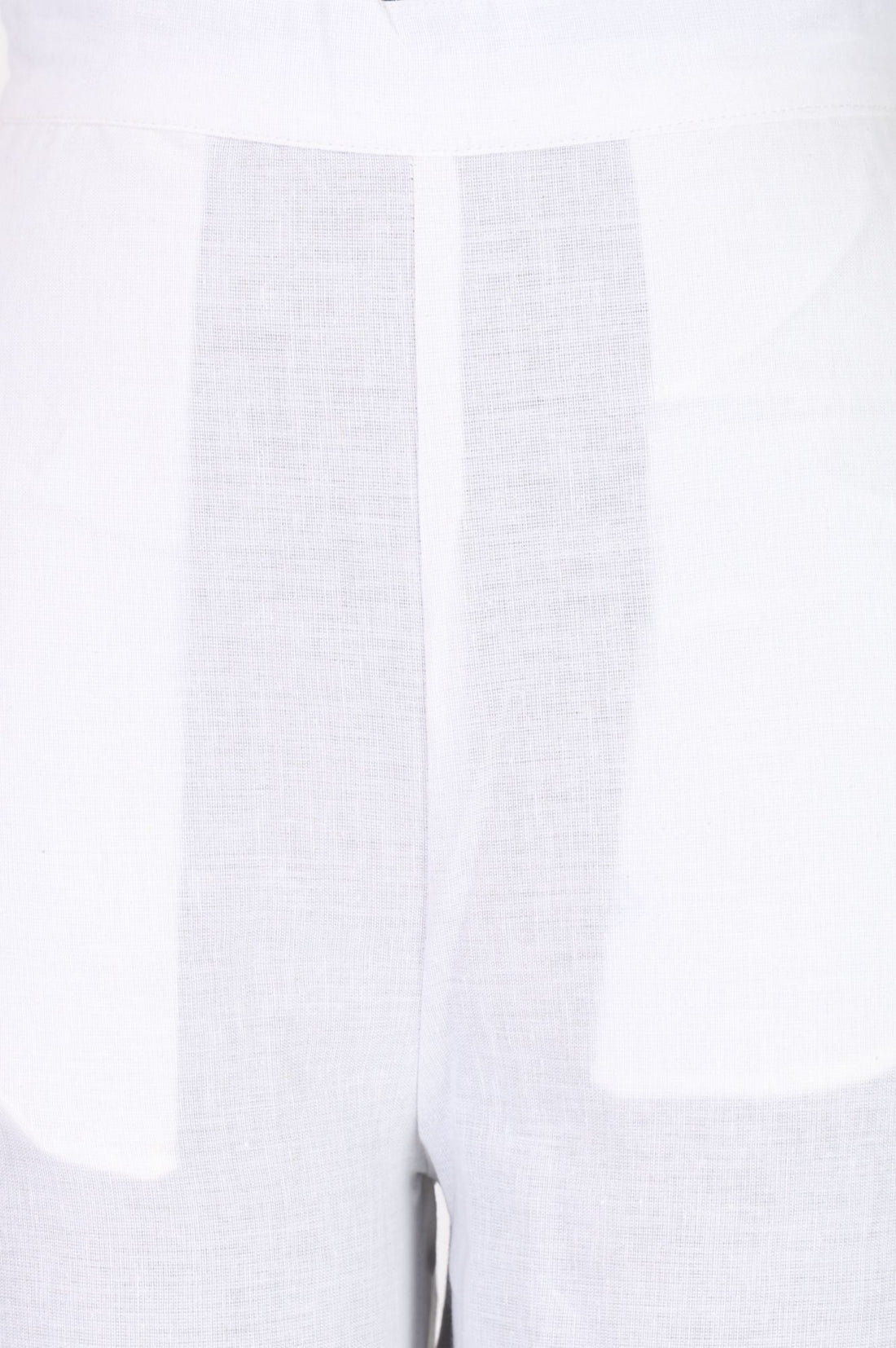 White Schiffly Embroidered Cotton Flax Wide Leg Ankle Length High Rise Palazzo