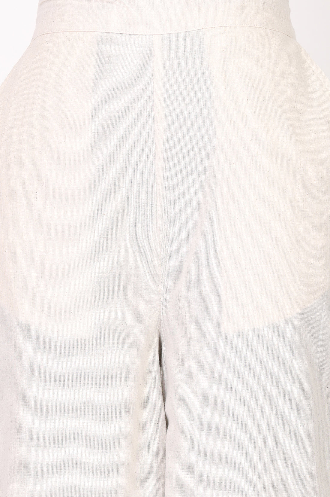 Off White Solid Schiffli Ankle Length Palazzo