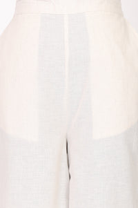 Off White Solid Schiffli Ankle Length Palazzo