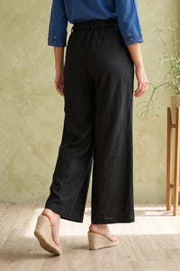 Black Pure Cotton High Rise Ankle Length Palazzo