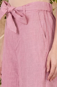 Pink Solid Rayon Wide Leg Palazzo